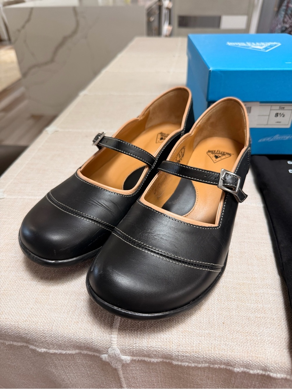 John Fluevog Black Mary Jane Loafer with Buckle - Picture 2 of 10